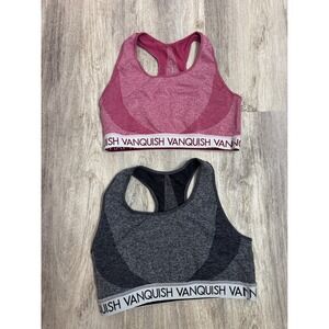 Vanquish Fitness Sports Bra Bundle Racerback Activewear Pink & Grey‎